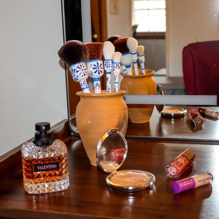 Talavera White Inspired Hand Painted Brush Set