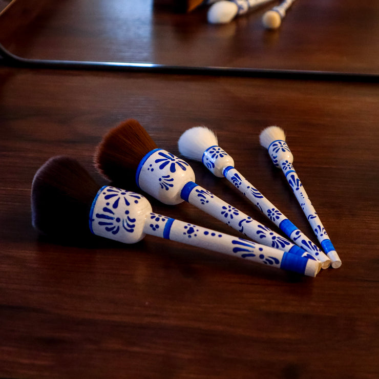 Talavera White Inspired Hand Painted Brush Set