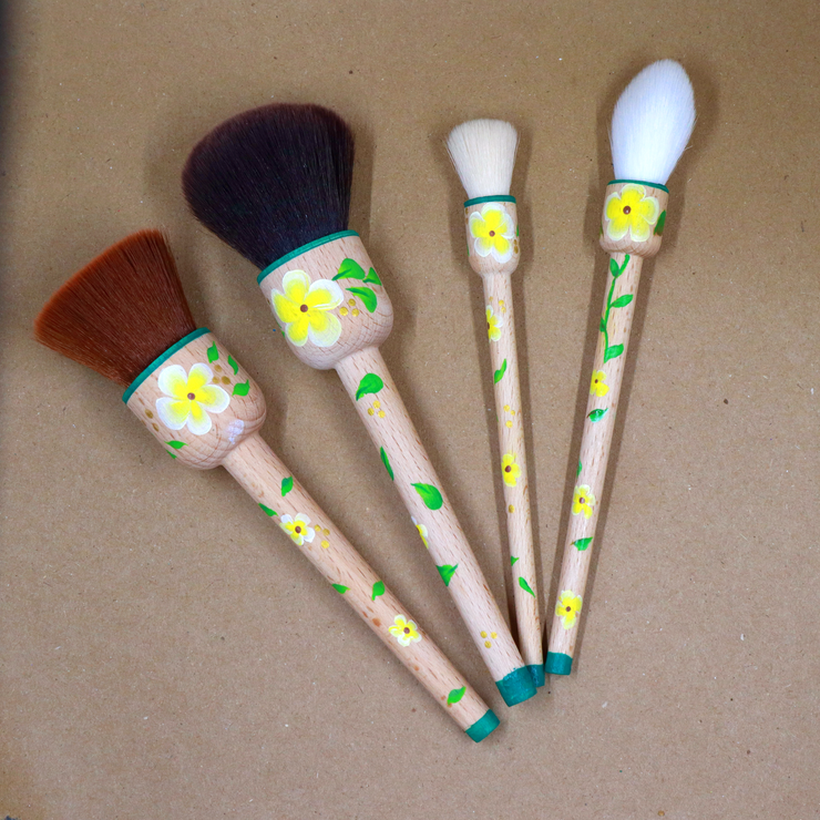 Yellow Floral Hand Painted Balero Brush Set