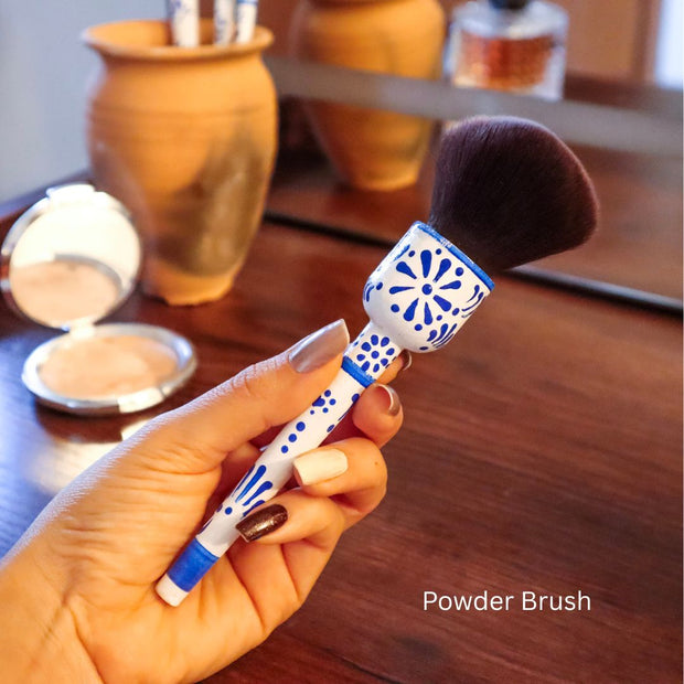 Talavera White Inspired Hand Painted Brush Set