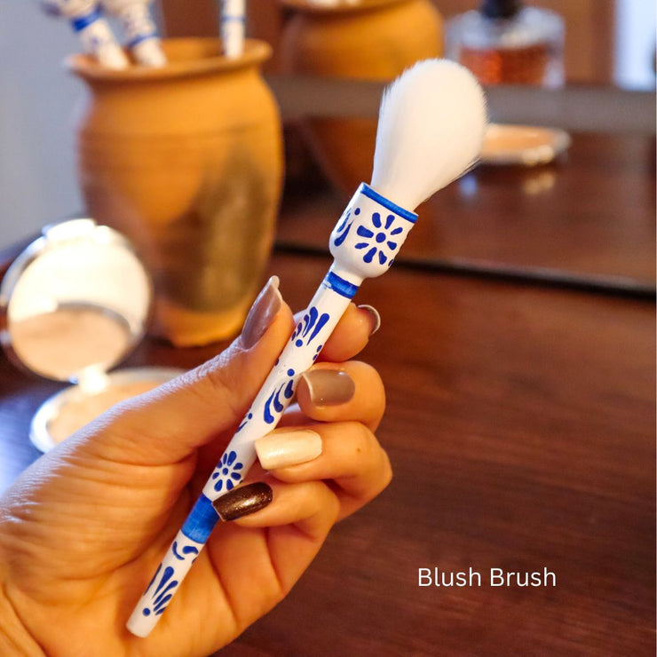Talavera White Inspired Hand Painted Brush Set