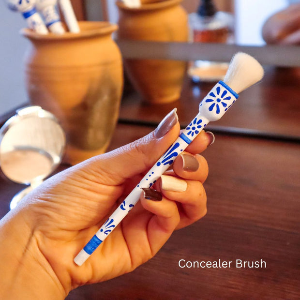Talavera White Inspired Hand Painted Brush Set