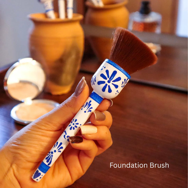 Talavera White Inspired Hand Painted Brush Set