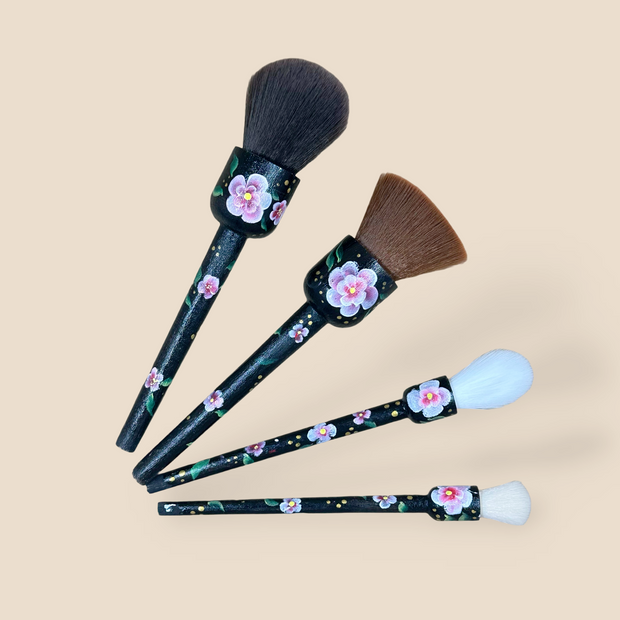Pink Floral Hand Painted Balero Brush Set