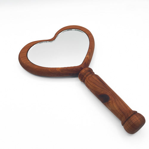 Red Cedar Heart Shaped Glass Hand Mirror
