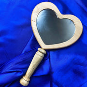 Vanilla Heart Shaped Glass Hand Mirror